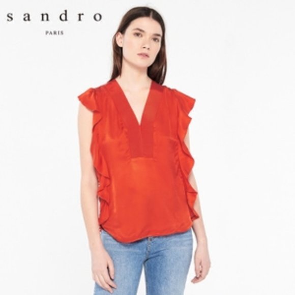 Sandro Venice Ruffled Top - L - Picture 1 of 10